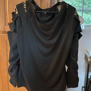 Black and leopard top